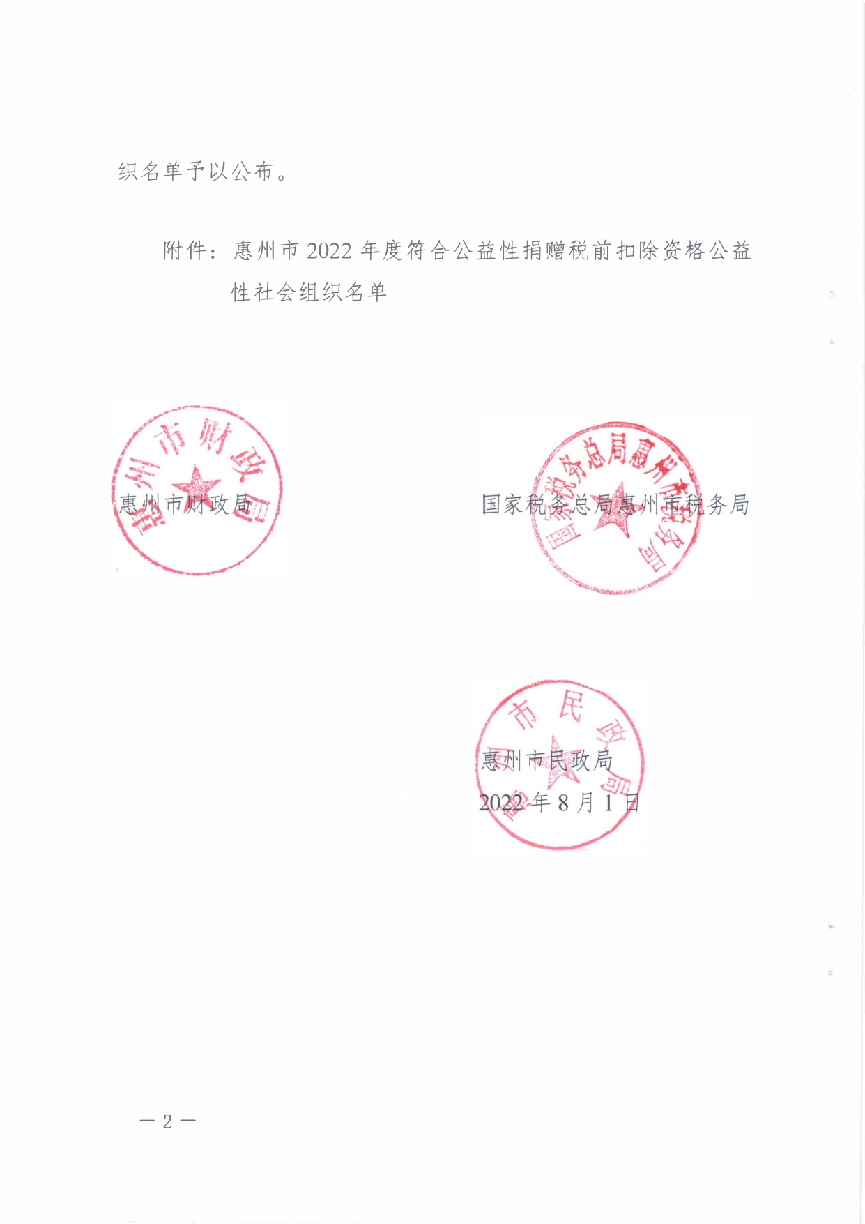 关于2022年度公益性捐赠税前扣除资格公益性社会组织名单的公告（2022年第2号）_page-0002.jpg